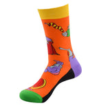 Men Combed Cotton Socks Funny Happy Novelty Long Crew Socks Beatles Rock Crazy Fun Funky Skateboard Socks Colorful Yellow Sox