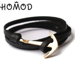 2019 New Fashion Black Color Anchor Bracelets Men