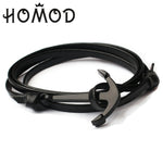 2019 New Fashion Black Color Anchor Bracelets Men