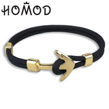 2019 New Fashion Black Color Anchor Bracelets Men