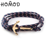 2019 New Fashion Black Color Anchor Bracelets Men